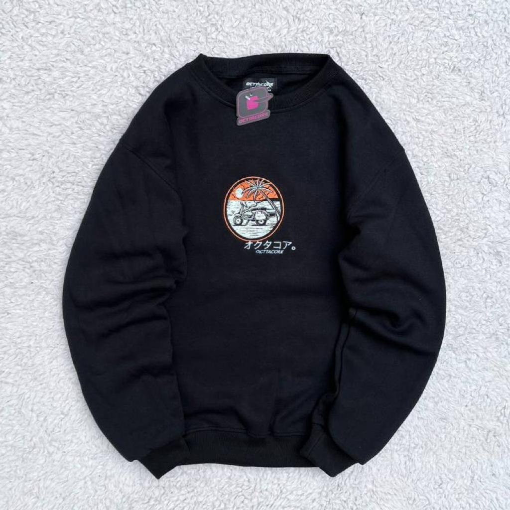 Crewneck Sweater Octta Core Basic Full Black Authentic Quality // Sweater Bandung Terlaris // Sweater Brand Lokal Bandung Termurah