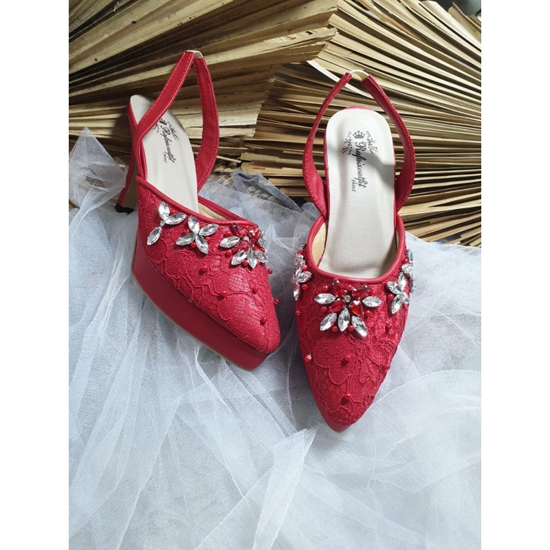 sepatu mikailaa merah cabe tinggi 9cm runcing