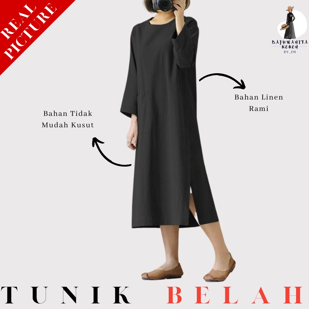 BajuWanitaKeren_byds Baju Atau Pakaian Atasan Tunik Lengan Panjang Wanita Muslim Muslimah Remaja Dew