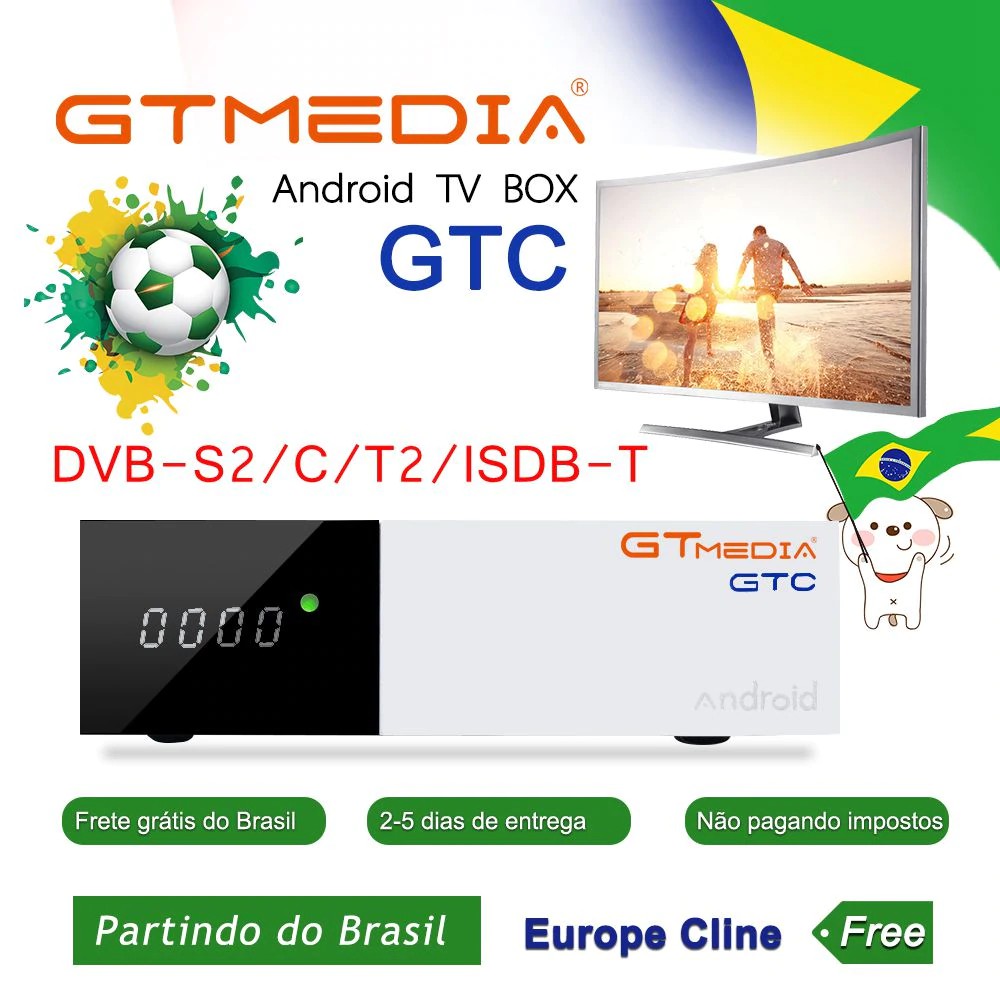 konektor FREESAT GTMedia Android 6.0 Smart TV Box DVB-S2/C/T2/ISDB-T Smart TV Box Amlogic S905D