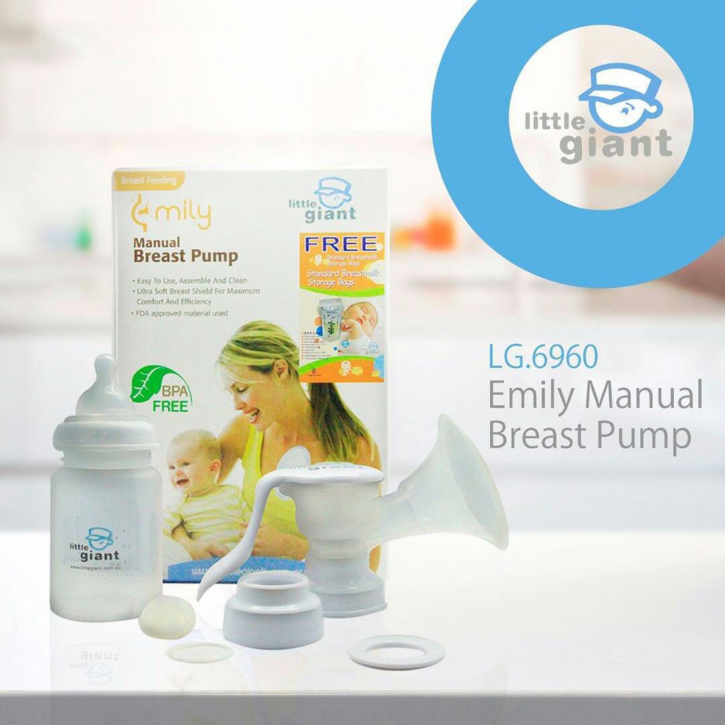 Little Giant Emily Manual Breastpump - Pompa ASI Manual (Free 6pcs Kantong ASI)