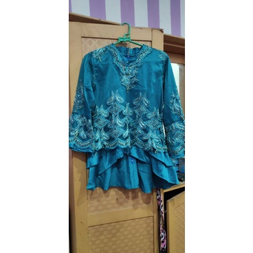 preloved baju pesta stelan warna hijau tosca