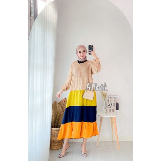 Gamis midi dress terbaru 2022 ll Fuji dress pakaian wanita modern busui