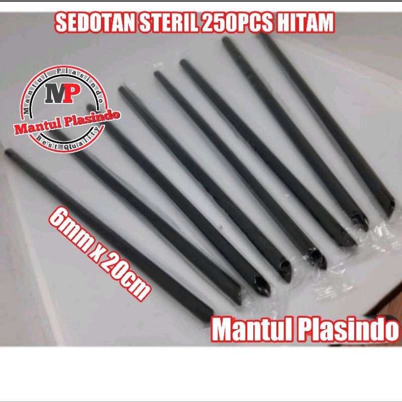 isi 250pcs sedotan steril Runcing Lancip / sedotan bungkus plastik 6mm x 20cm