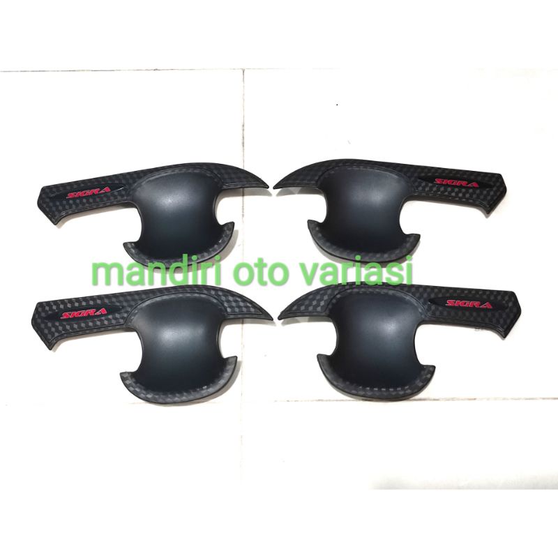 Outer mangkok pintu carbon Daihatsu Sigra 2016 outer handle pintu variasi hiasan mobil