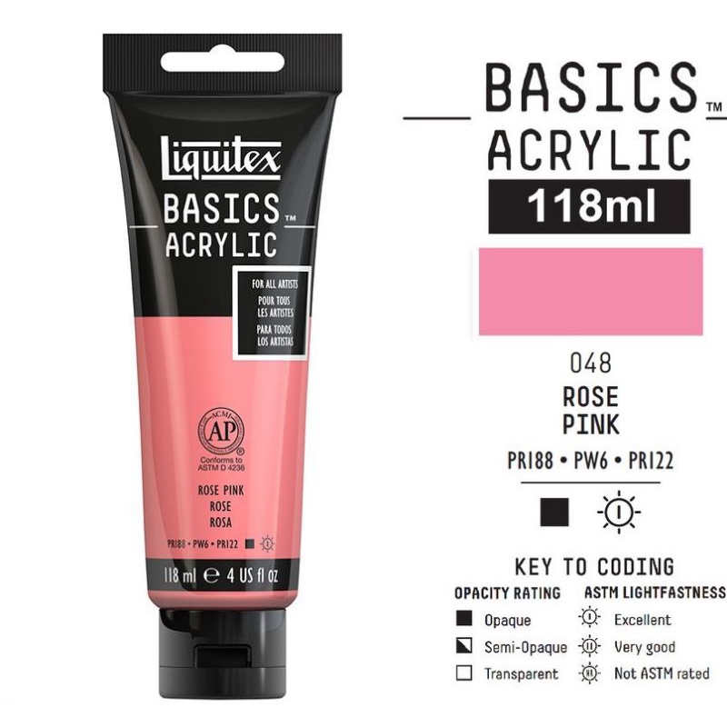 

LIQUITEX BASICS ACRYLIC COLOUR 118 ML ROSE PINK