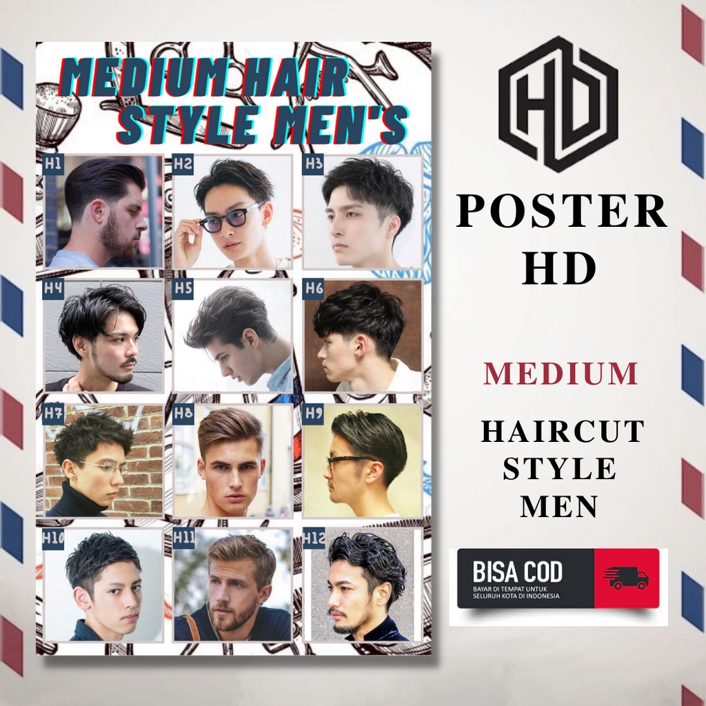 POSTER HD -TERLARIS poster pangkas rambut pria 2021 model MEDIUM HAIRCUT - poster pangkas rambut- po