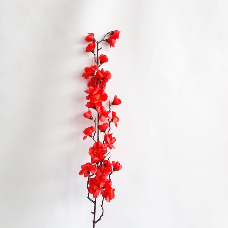BUNGA SAKURA tangkai panjang 70cm - bunga artificial hiasan rumah home decor shabby grosir murah-merah