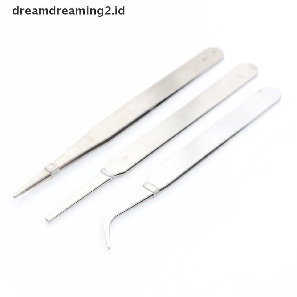 (Hot Style You Like) 3pcs / Set Pinset Presisi Bahan Stainless Steel Untuk Reparasi Elektronik Diy