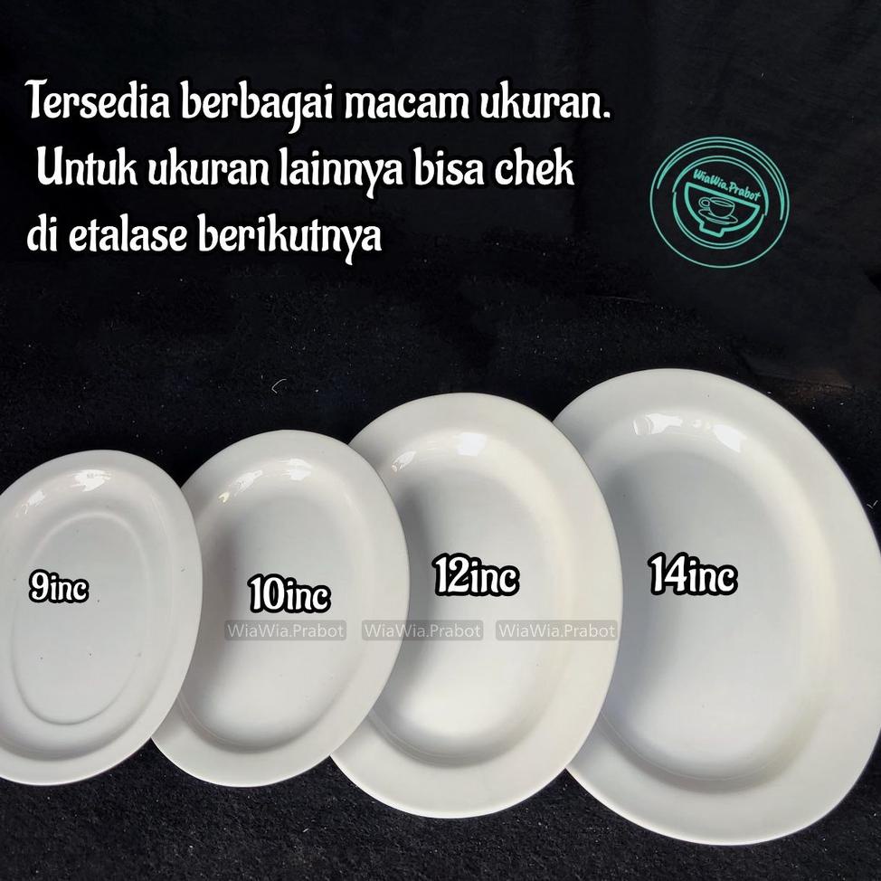 [KODE PDHQK] Piring saji oval porselen tebal lodor keramik putih polos piring kue resto cafe hotel b