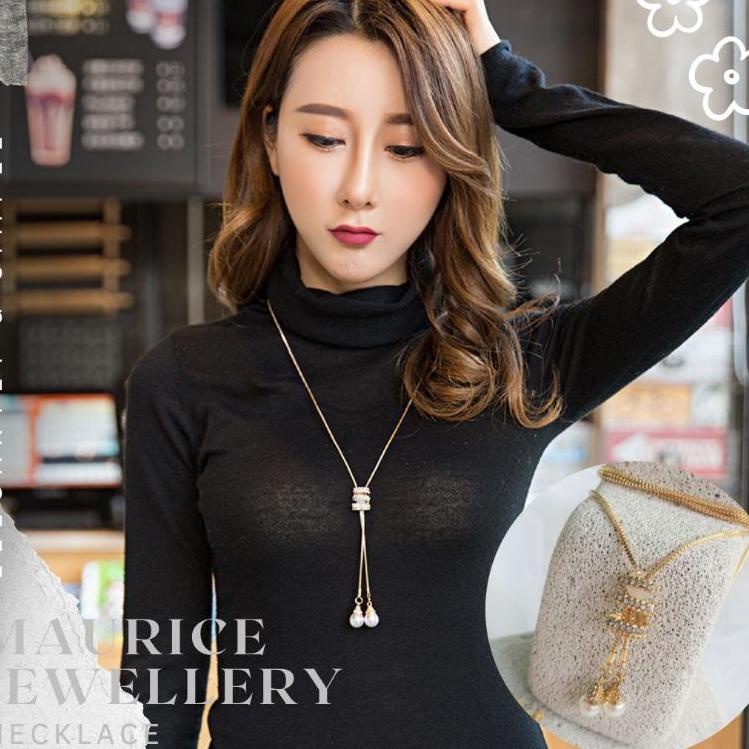 Paling Diminati.. Maurice - Kalung Wanita Aksesoris Wanita Hijab Liontin Spiral Mutiara Sweater Chai