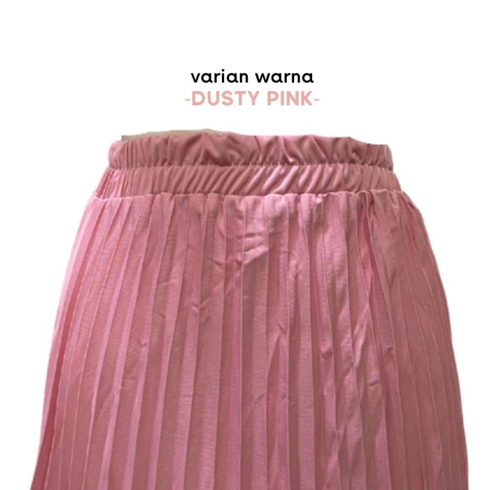 (BISA COD) Rok Plisket Anak anak Hyget Super Premium Panjang / Rok Rempel Mayung - DUSTY PINK