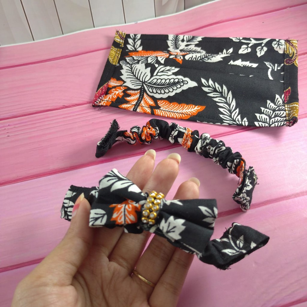 PAKET ISI 3 Masker Motif Batik Lengkap dengan Konektor / Masker Kain / Pengait Masker handmade