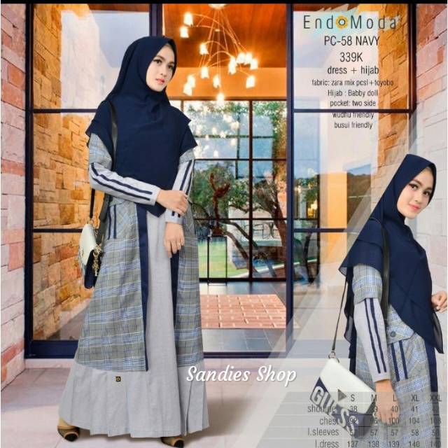 PC 58 Endomoda / Gamis Endomoda PC 58 / Gamis Dewasa endomoda PC 58 Set Hijab