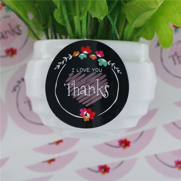 Paper Tags Sticker &quot;THANK YOU&quot; - 5,2cm Wreath Pattern (1sheet/8pcs)