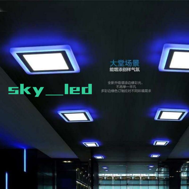 Panel Led 2 Warna Segi 3w putih+3w Biru Inbouw