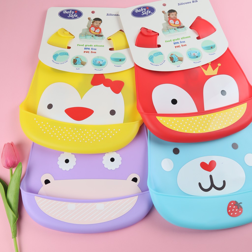 Baby Safe | Silicone Bib BIB04 | Celemek Makan bayi | Slabber Bayi