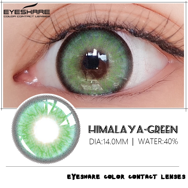 【COD&amp;Spot】Sepasang lensa kontak berwarna diameter 14.2MM mata soflen brown softlens natural soflens korea aesthetic softlens minus(0.00) free lenscase big eye HIMALAYA BROWN GRAY GREEN Fresh harian soflen