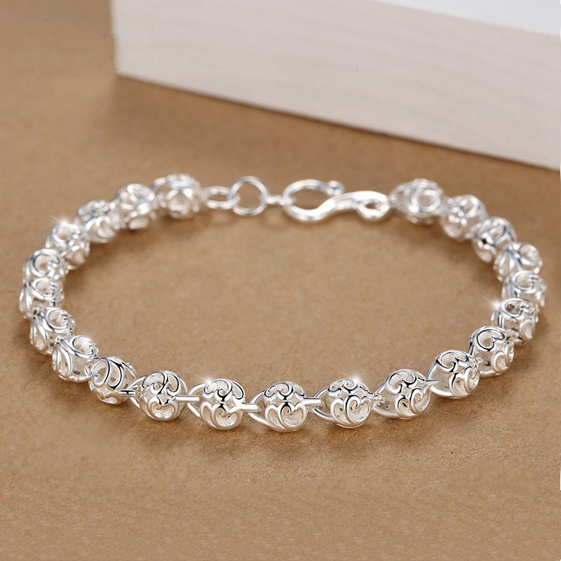 Hollow Indah Bola Gelang Perak Ornamen Korea Populer Ornamen Ornamen