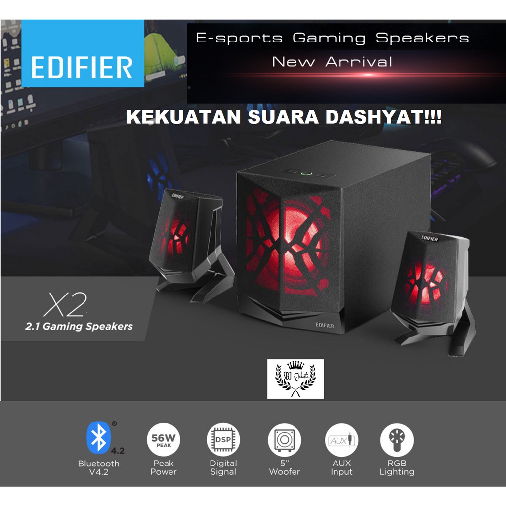 EDIFIER X2 Speaker Powerful Bass 2.1 BLUETOOTH RGB LED 28W RMS BASS DASHYAT