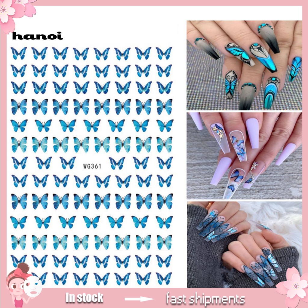 Han Stiker Kuku Motif Kupu-Kupu Untuk Nail Art DIY