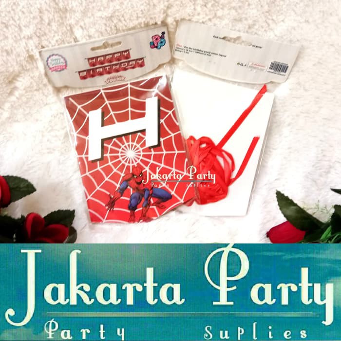 Banner HBD Spiderman / Bunting Flag Spiderman - Jakarta Party