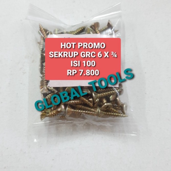 Stock Terbatas skrup GRC board 6 x 34 sekrup calciboard 6 x 19 skrup plafon gipsum Tools global
