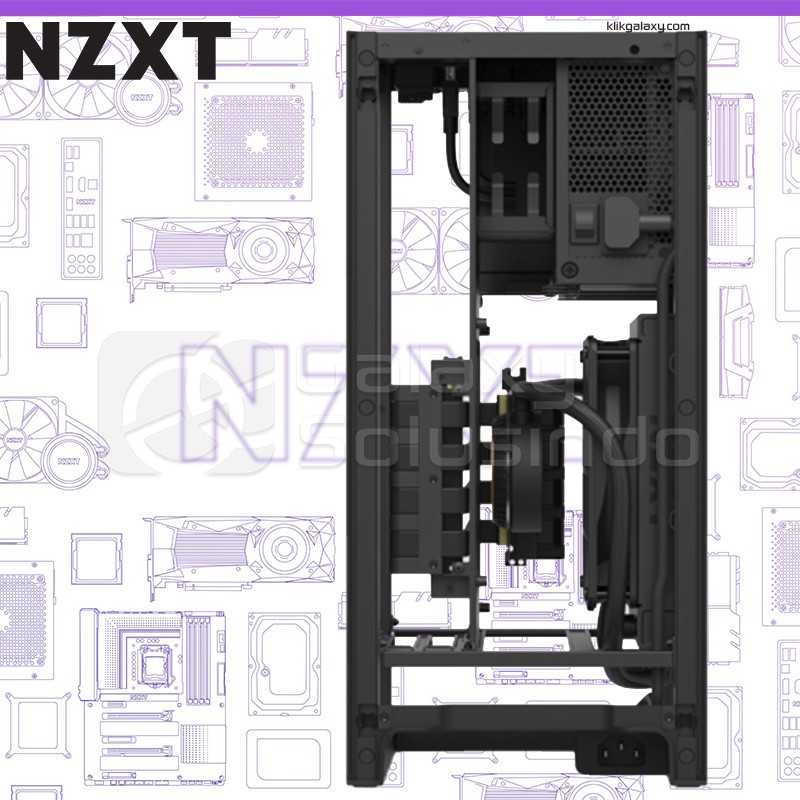 NZXT H1 Black Tempered Glass Mini-ITX Gaming Case with PSU, AIO, and Riser Card