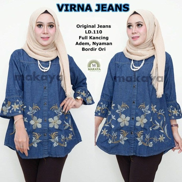 PROMO  BAJU ATASAN JEANS WANITA KULIAH  stok masih gucci tunik frill light