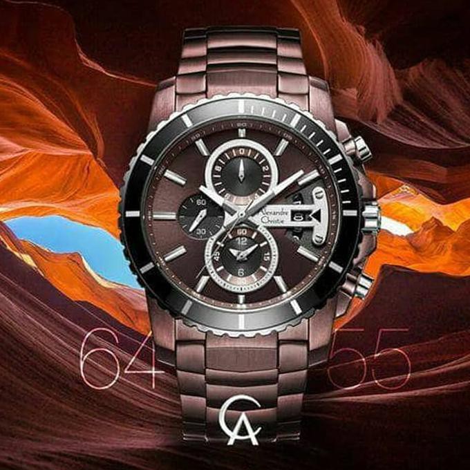 Super Sale ALEXANDRE CHRISTIE ORIGINAL AC6455 / AC 6455 MAN BROWN Ready Stock