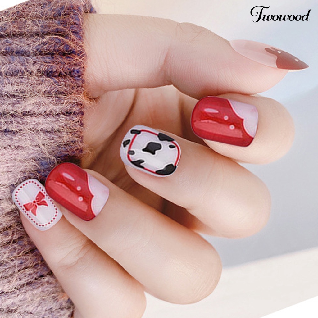Twowood 1 Set Kuku Palsu Bahan Resin Untuk Nail Art