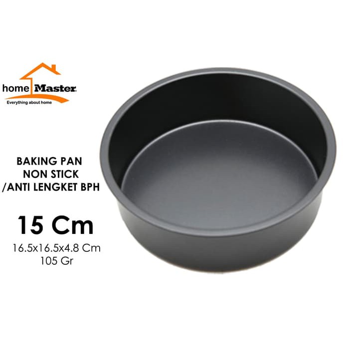 Baking Pan/Loyang Kue Bolu Bulat Non Stick Anti Lengket Hitam 15 Cm
