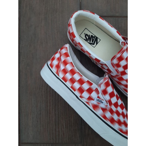Vans Slip on blur Checkerboar true white red pt navya