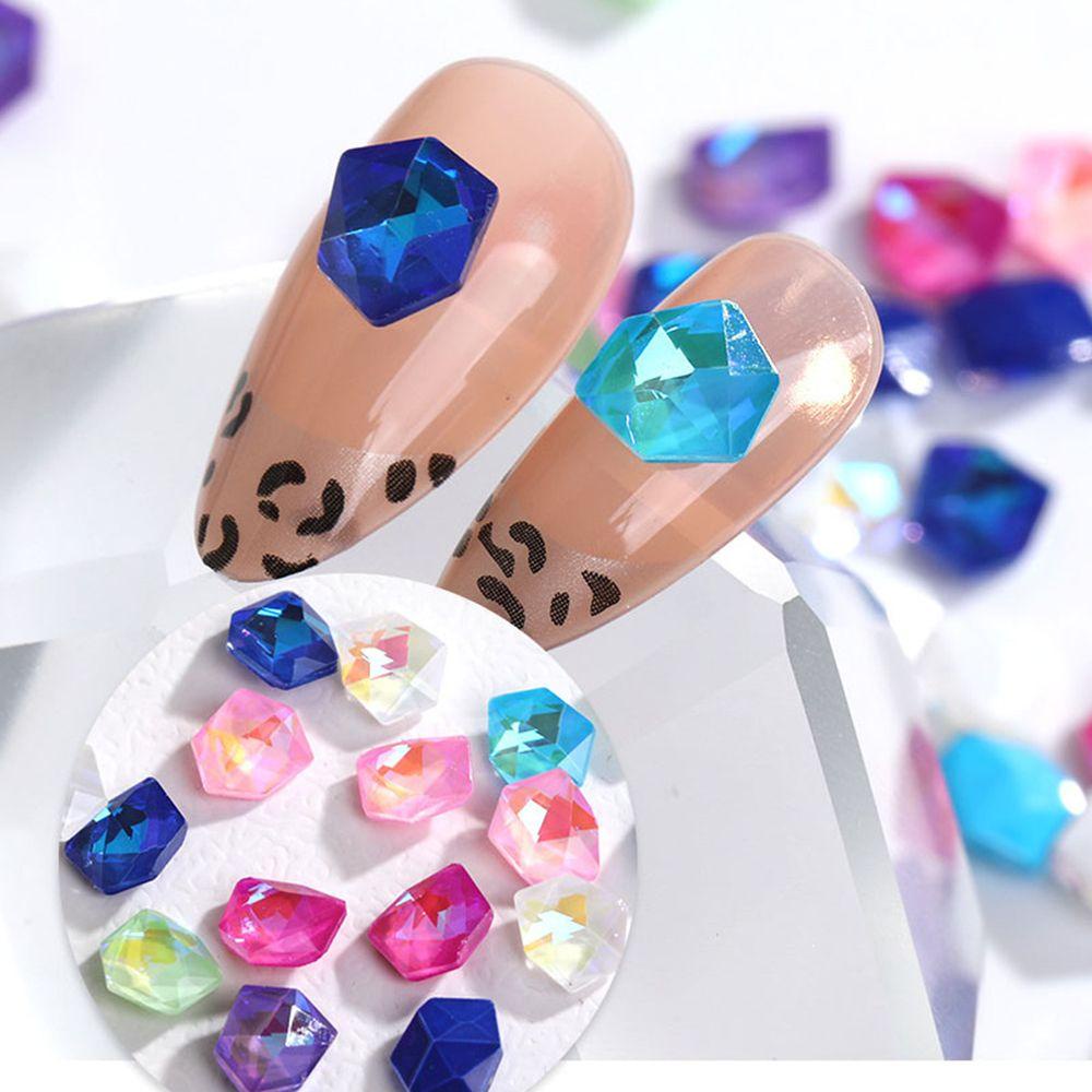 Mxbeauty Nail Art Rhinestones Warna-Warni 10 Pcs Shiny Wanita Membuat Perhiasan Permata DIY Craft Pointed Bottom Nail Charms