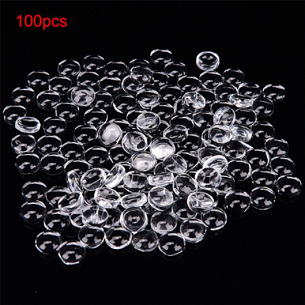 (AdornmentNo1) 100pcs Kaca Cabochon Bulat Transparan Ukuran 6mm / 8mm Untuk Aksesoris Diy