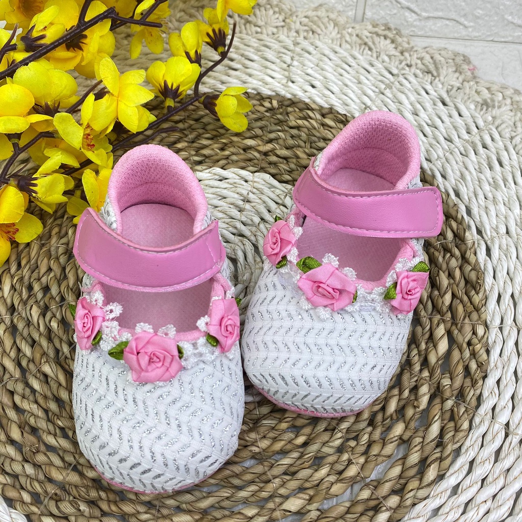 SEPATU PREWALKER BABY BAYI PESTA ANAK PEREMPUAN PAYET BUNGA 0-12 BULAN XP01