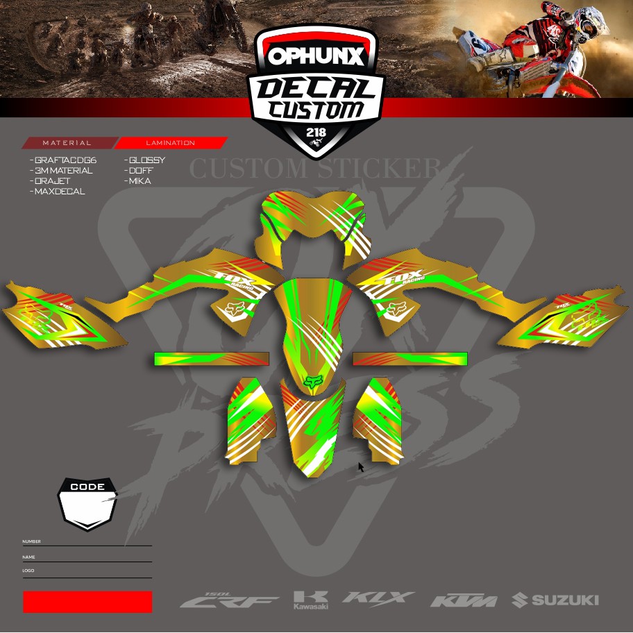 Stiker Decal Kawasaki Untuk KLX 150 BF KLX GORDON KLX DTRACKER KLX (3)