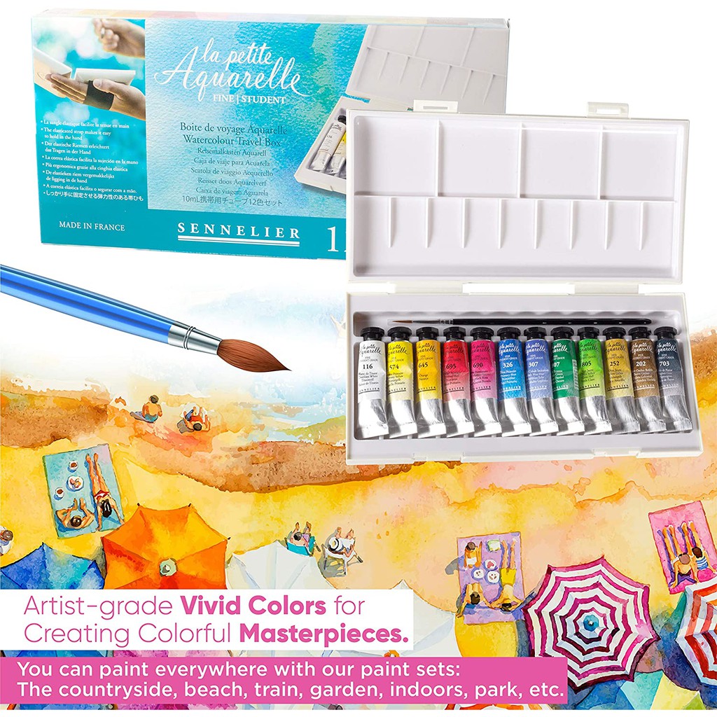 Sennelier - La Petite Aquarelle Student Watercolor Paint Set (12 x 10ML Paint Tubes)