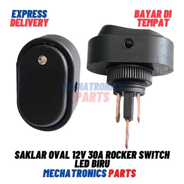 [5819] Saklar Oval 12v 30A Rocker Switch Lampu LED Mobil Motor Boat Otomotif Biru