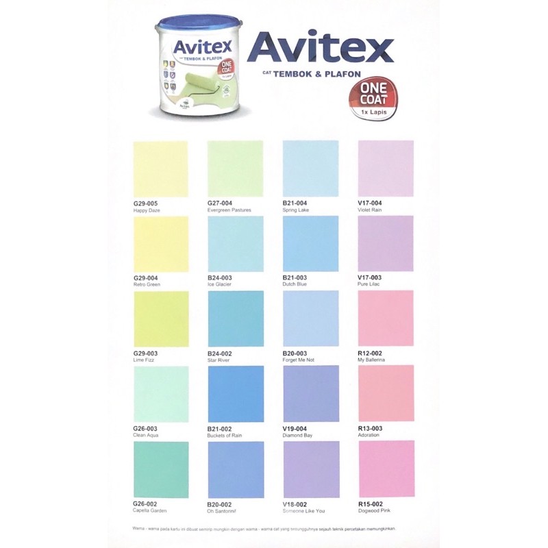 Cat Tembok Avitex One Coat 22 Kg Tinting 1 x Lapis