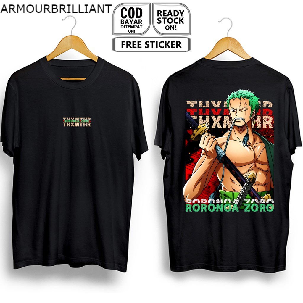 KAOS RORONOA ZORO ONE PIECE PIRATE HUNTER BAJAK LAUT TOPI JERAMI PENDEKAR PEDANG LUFFY SANJI NAMI TM