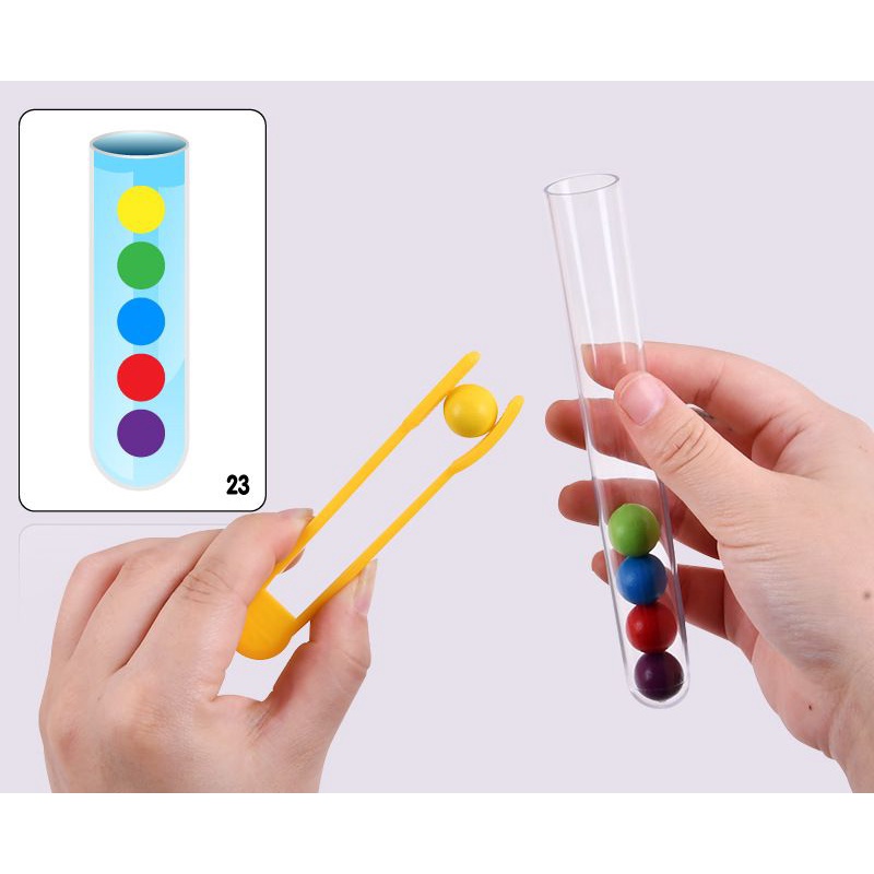 Mainan Anak TEST TUBE CLAMP BALL Mainan Montessori Edukasi Bola Warna