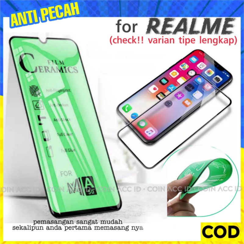 [ANTI PECAH] Tempered Glass full ceramic REALME C20/C21/C21Y/C25/C15/C11/C17/C12/C3/5/5 pro/5i/NARZO 20/30A/20A