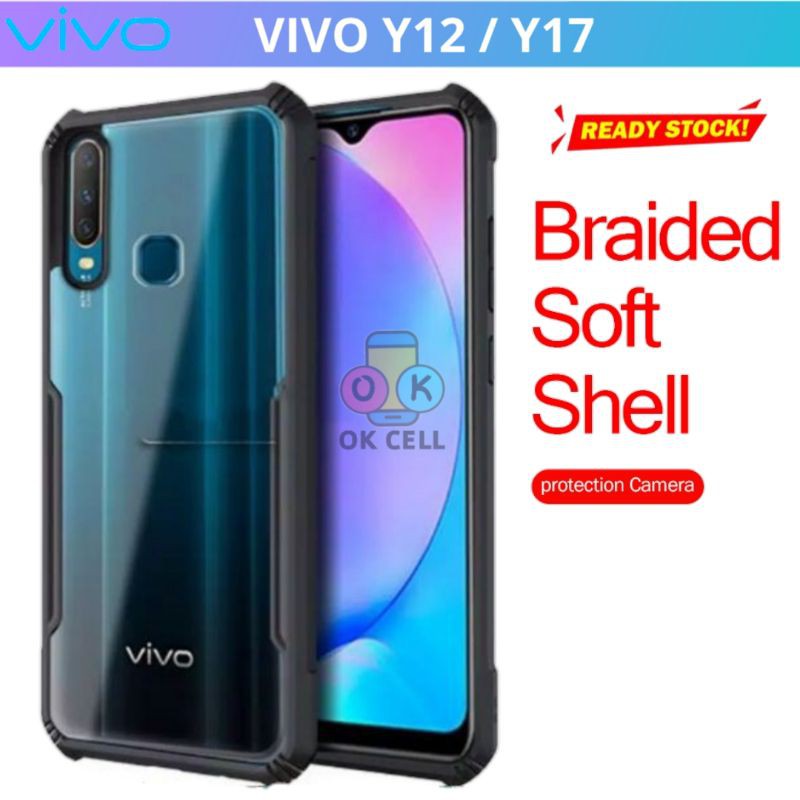 SoftCase Armor Bumper Transparan Clear Vivo Y12 Y17 - Casing Case Bening Anti Shock Vivo Y12 Y17