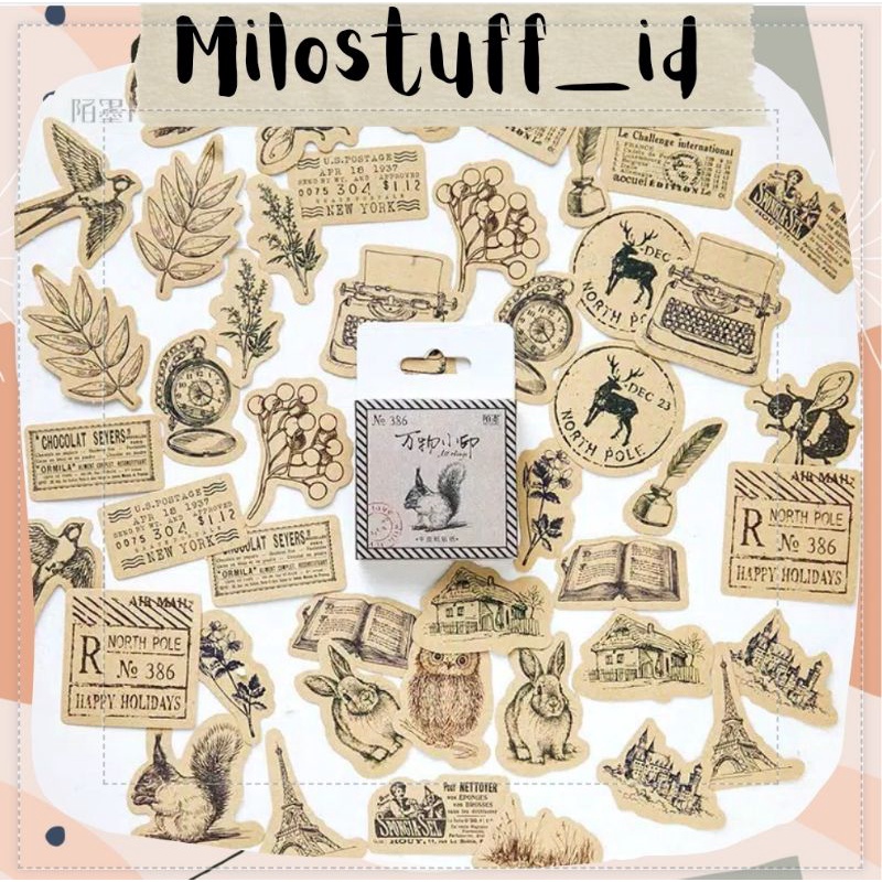 

[MILOSTUFF_ID] 45 Pcs Sticker Deco Motif Vintage Untuk Jurnal DIY Scrapbook--MS0228