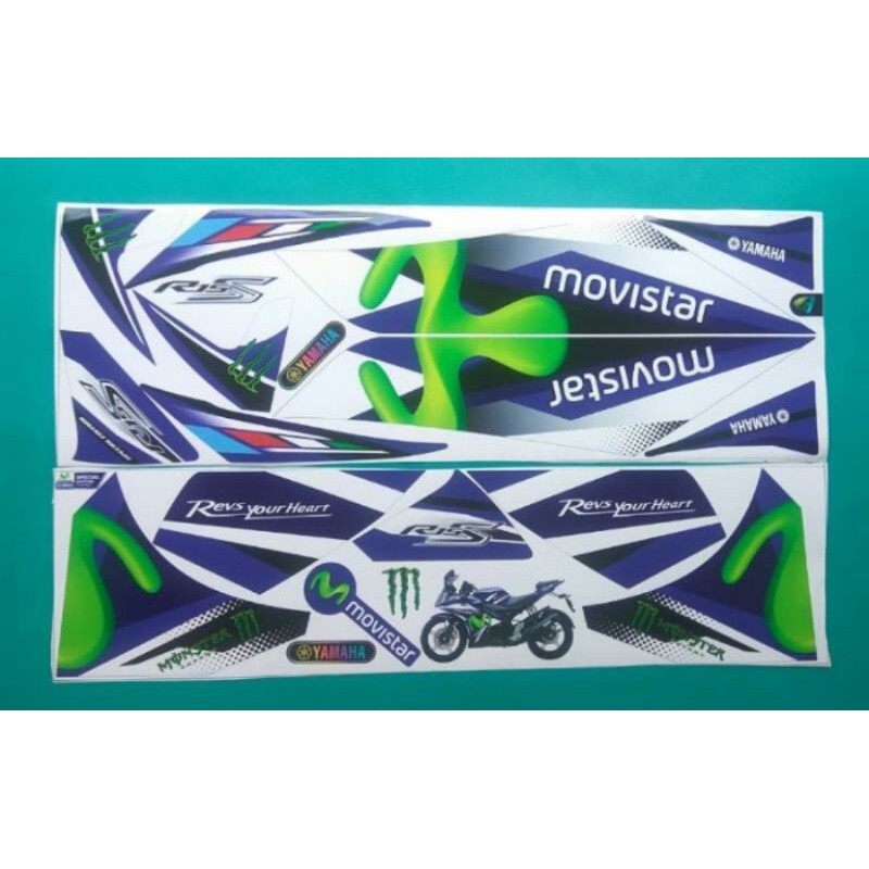 Stiker striping motor R15 v2 movistar putih biru