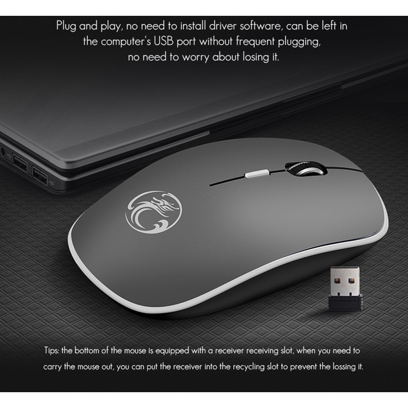 Super Slim Silent Optical Wireless Mouse 2.4GHz 1600DPI