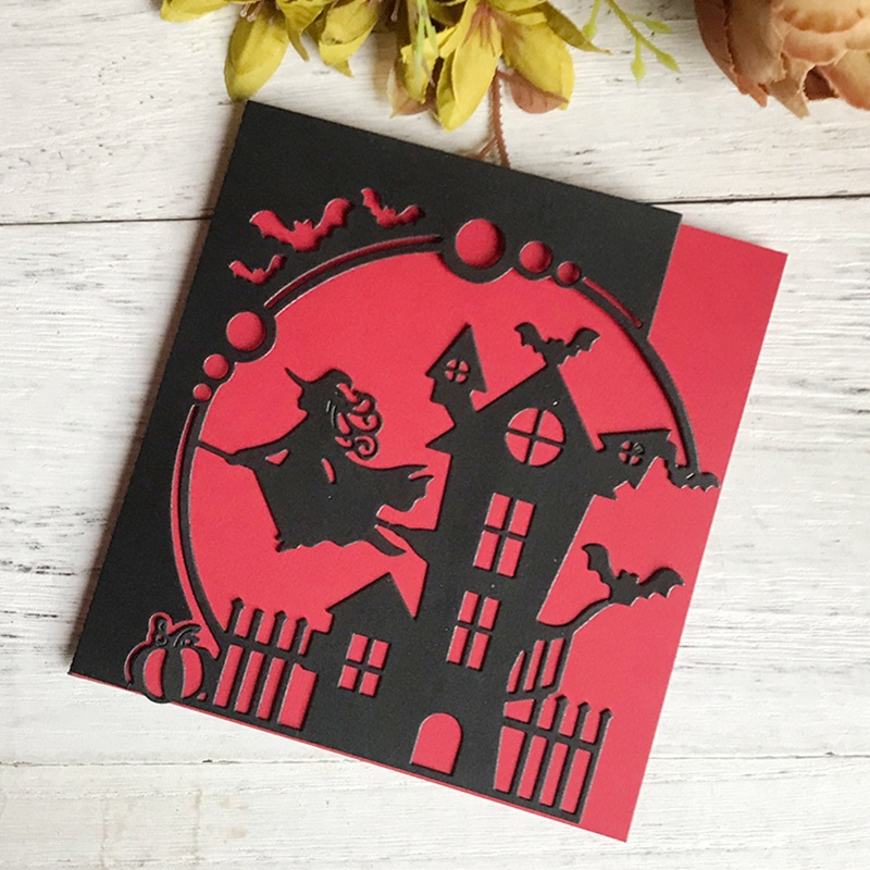 Cetakan Stensil Cutting Dies Motif Rumah Penyihir Halloween Handmade DIY Untuk Craft Anak / Dewasa