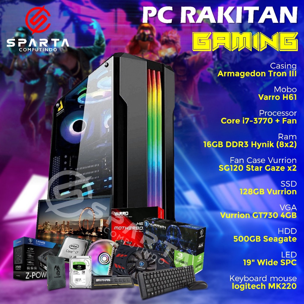 PAKETAN PC RAKITAN GAMING NEW CORE I7 RAM 16GB DOBEL STORAGE VGA 4GB