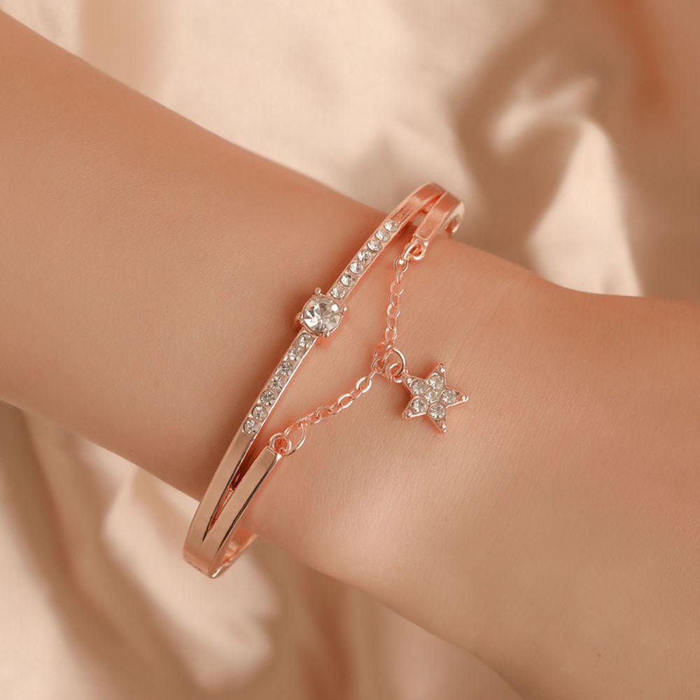 Gelang Bintang Nanas Perhiasan Mewah Rose Gold Cuff Bangles